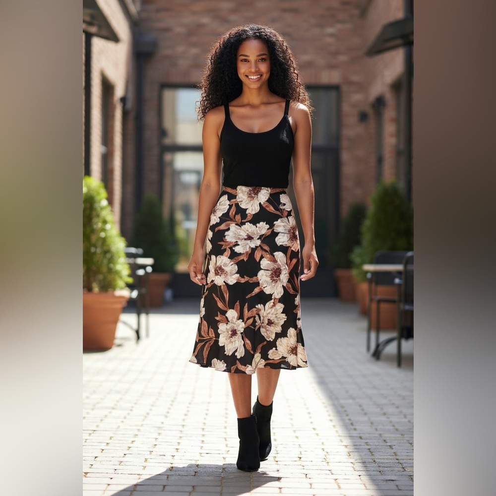 Band of Gypsies Womens Rho Black Floral Slip Skirt
